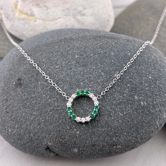 Emerald + Diamond Eternity Necklace