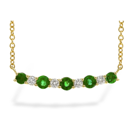 14K Emerald + Diamond Bar Necklace