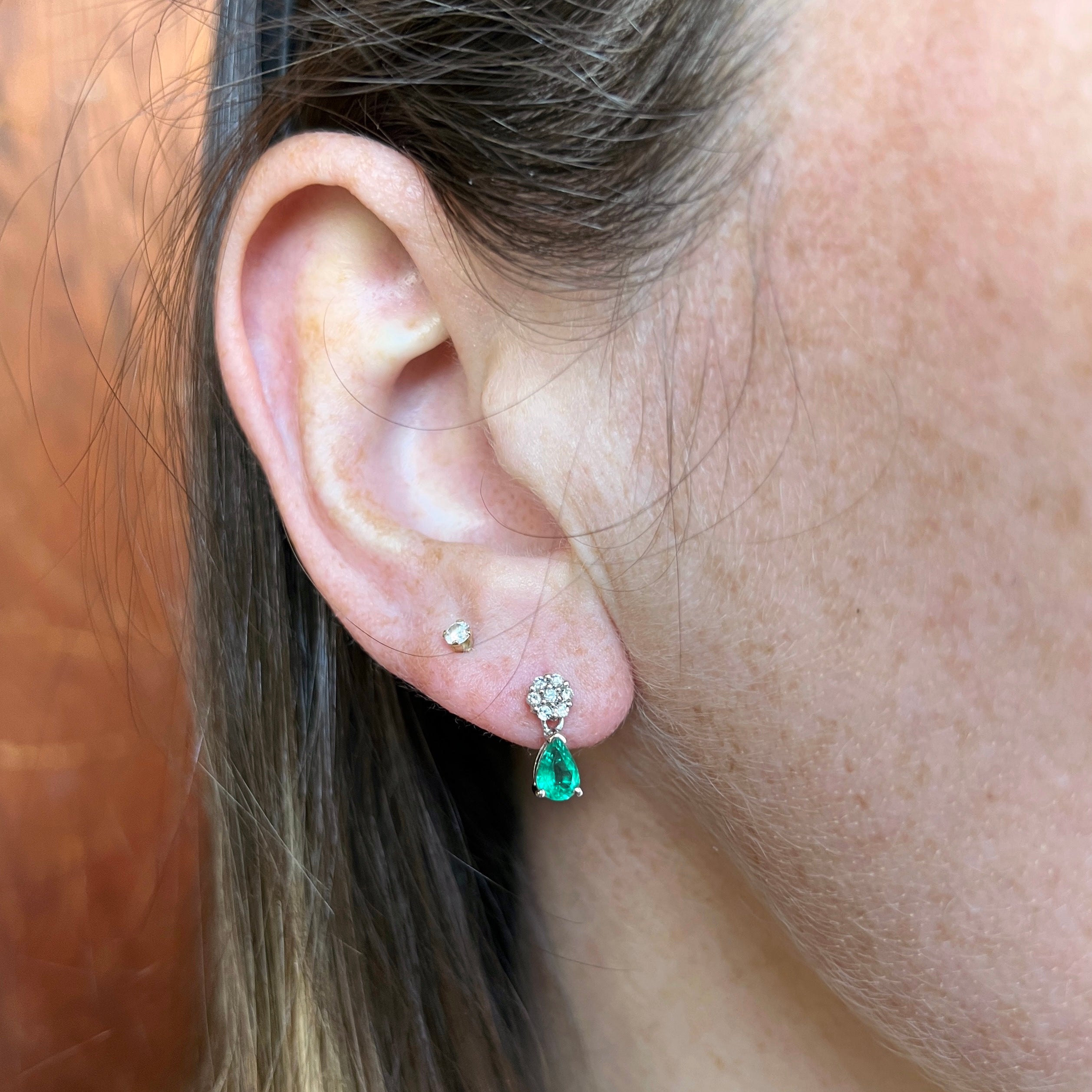 Estate 14K Yellow Gold Pear Shape Emerald and Diamond Drop Earrings |  Becker's Fine Jewelry