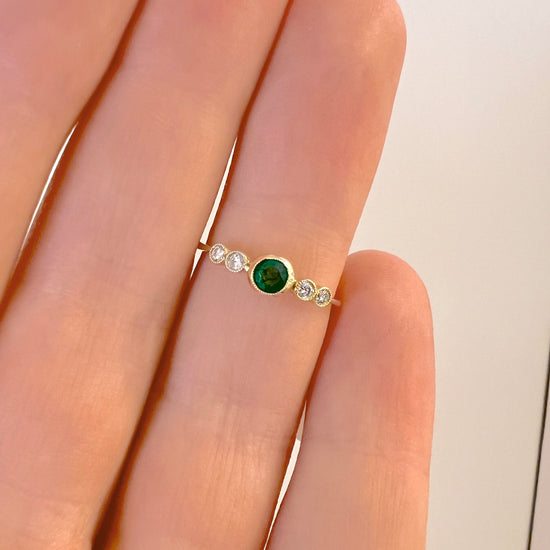 Emerald + Diamond Petite Bubble Ring