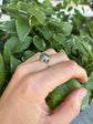14K + Sterling Silver Rose Cut Blue Topaz + Sapphire Ring