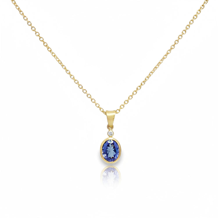 Tanzanite Oval Pendant with diamond accent
