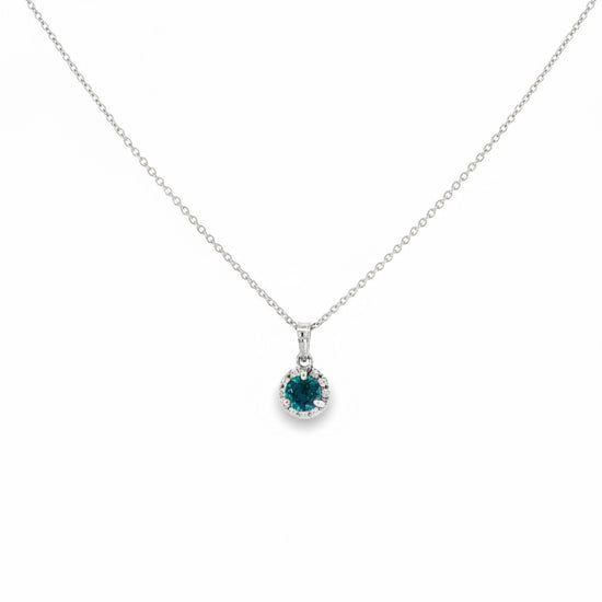Teal Blue Tourmaline + Diamond Necklace