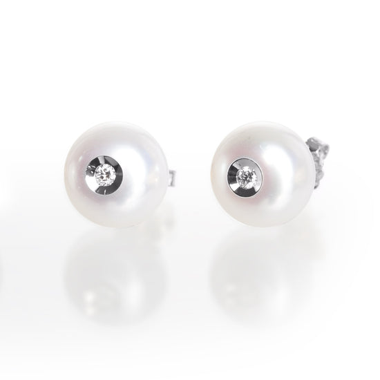 Diamond in a Pearl Earrings