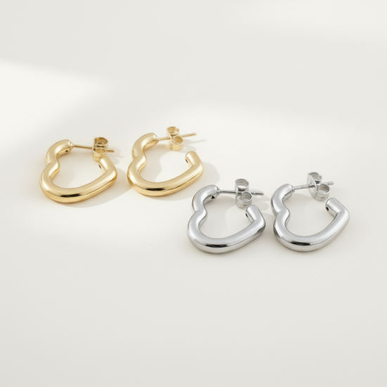 Puffed Open Heart Hoops