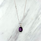 Sterling Silver Oval Amethyst Bezel Necklace