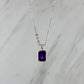 Sterling Silver Emerald Cut Amethyst Necklace