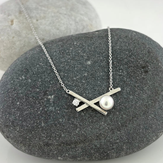 Diamond & Pearl XO Necklace