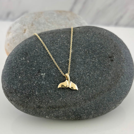 14K Gold Petite Whale Tail Necklace