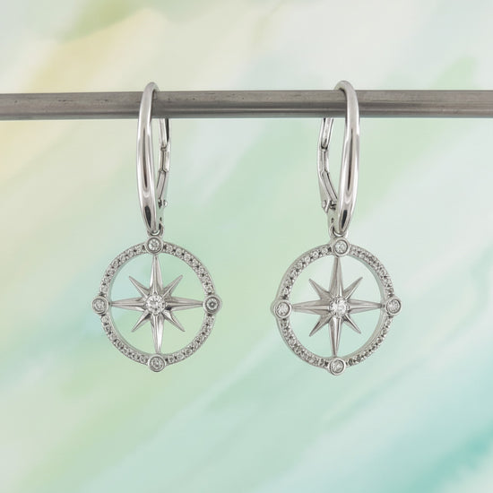 Sterling Silver CZ Compass Earrings
