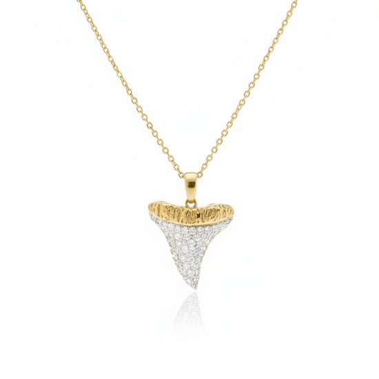 14K + Diamond Shark Tooth Necklace