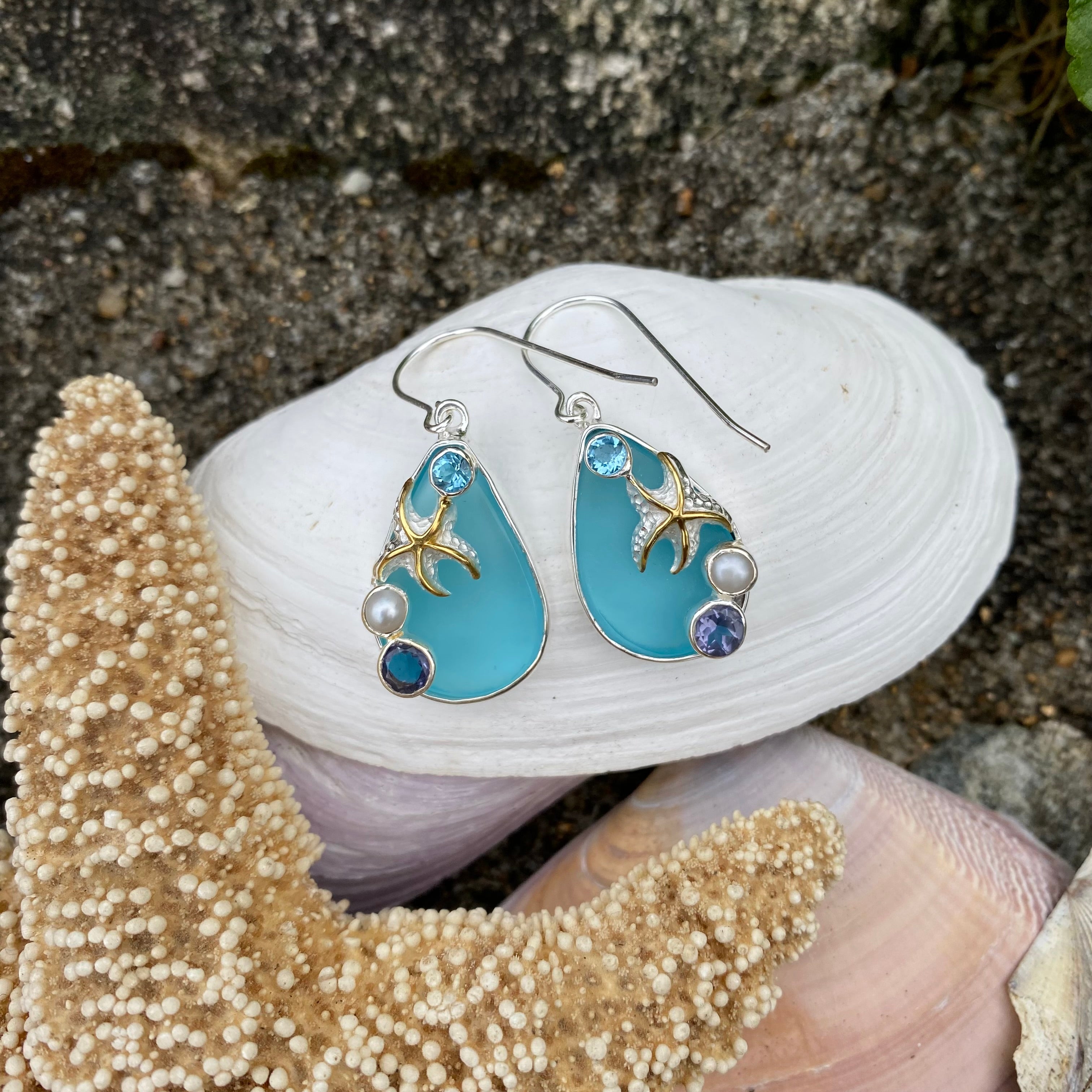 Seashell Earrings – Butterfly and Tree Jewelry