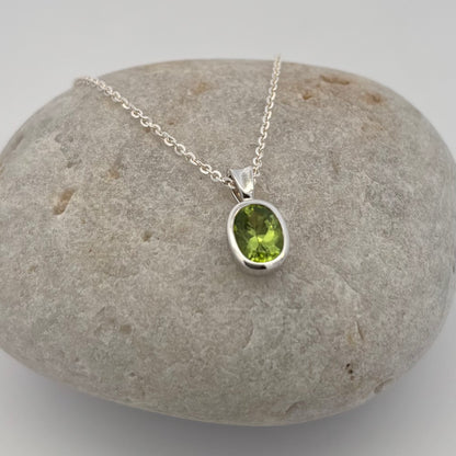Sterling Silver Peridot Bezel Necklaces