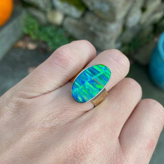 Vibrant Opal Two Tone Ring