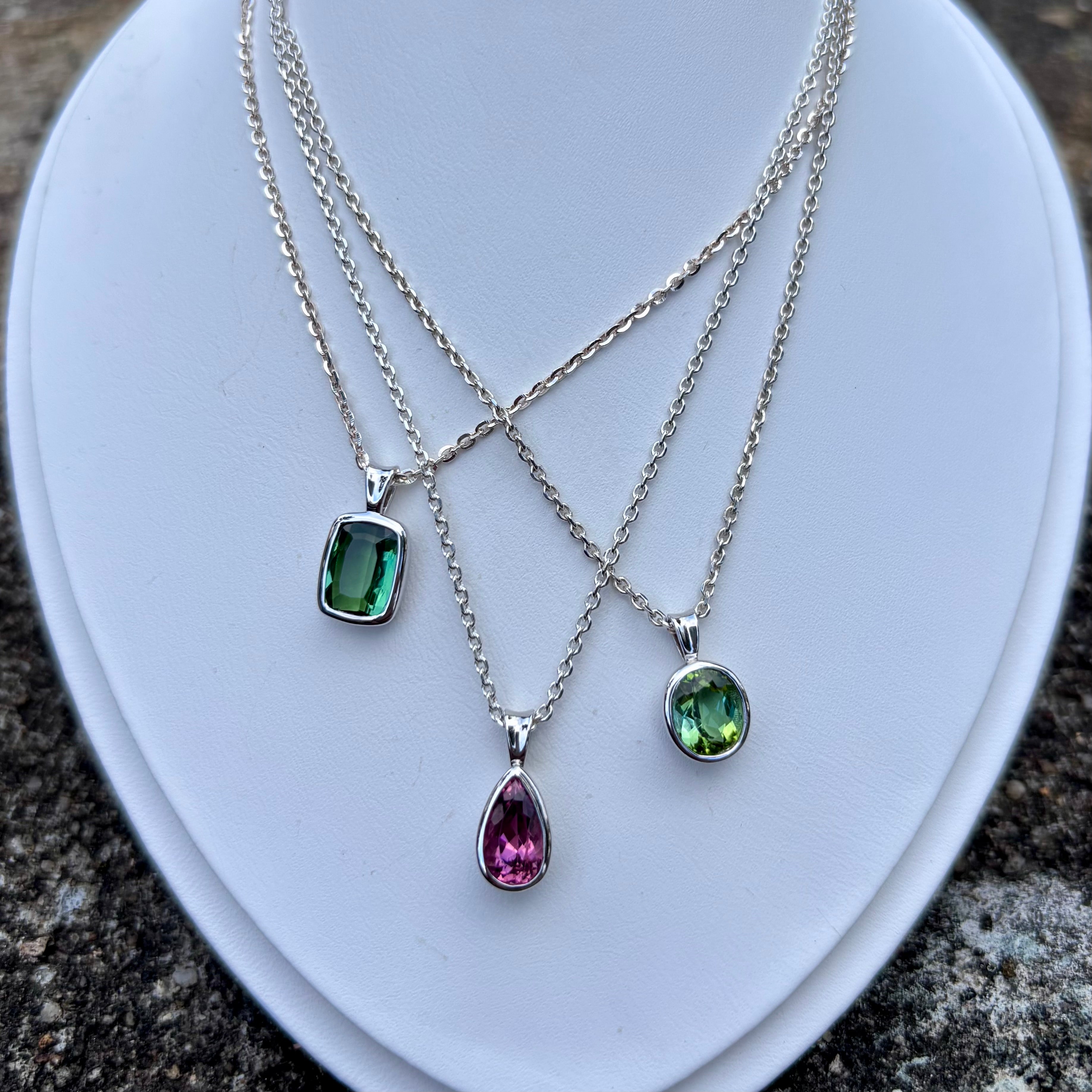 Green Tourmaline Silver Bezel Necklace – Cape Cod Jewelers