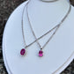 Pink Tourmaline Bezel Set Silver Necklace