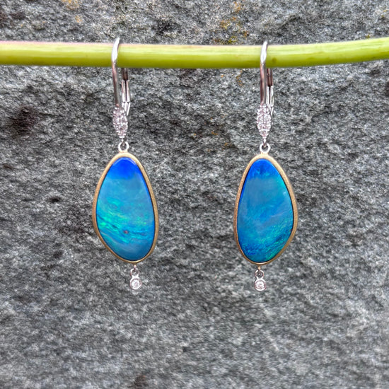 Ocean Currents Boulder Opal Drop Earrings