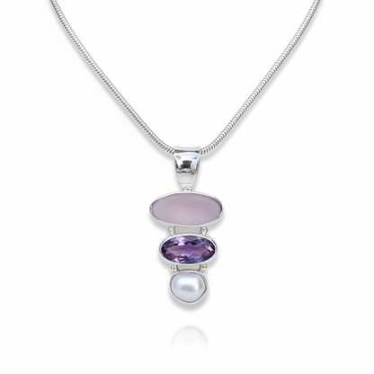 Amethyst + Pearl Sea Glass Necklace