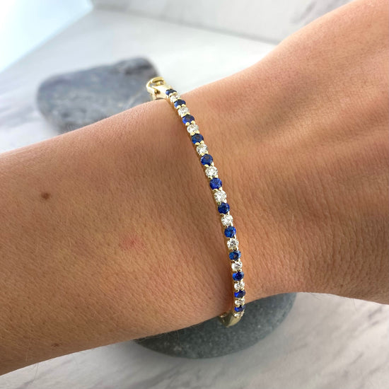 Diamond + Sapphire Bangle Bracelet