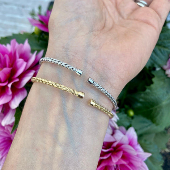 14K Diamond Cable Cuff Bracelet