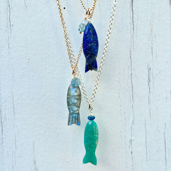Carved Gem Fish Necklace