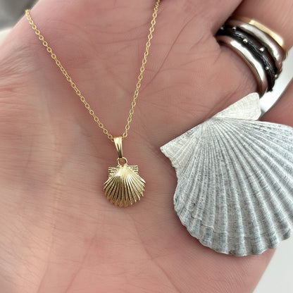 14K Petite Scallop Shell Pendant