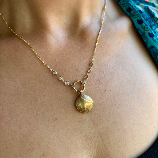 14K Diamond Charm Holder Necklace