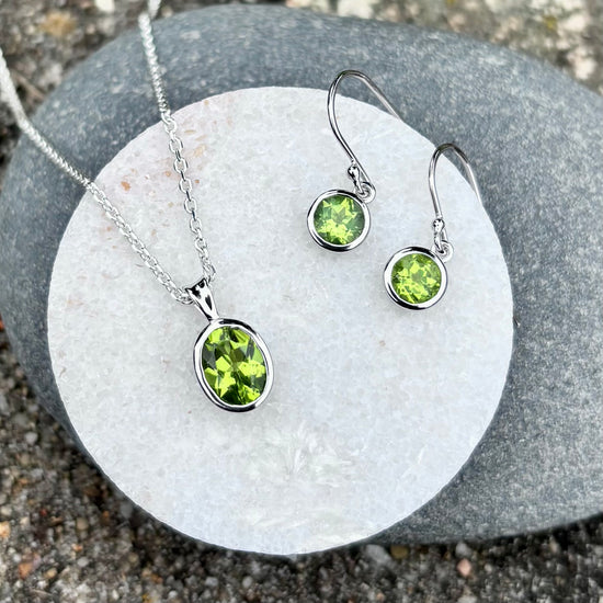 Peridot Petite Bezel Drop Earrings