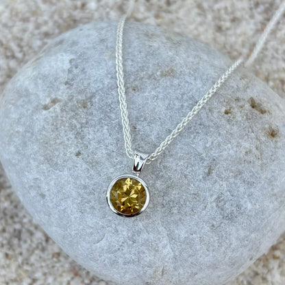 Sterling Silver Citrine Bezel Necklaces