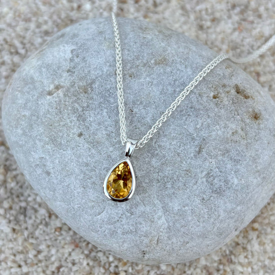 Sterling Silver Citrine Bezel Necklaces