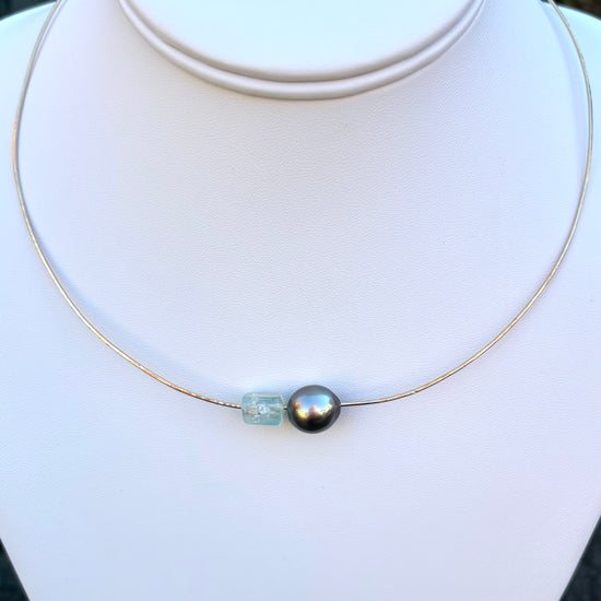 Aquamarine Pearl Collar Necklace