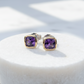 Two Tone Amethyst Stud Earrings