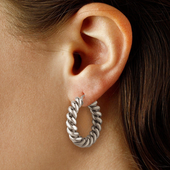 Silver Large Spiral Twist Hoops