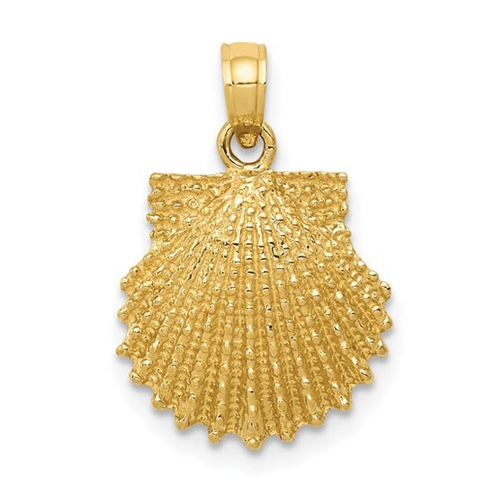 14K Textured Scallop Pendant