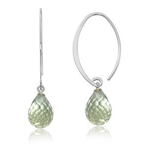 Sterling Silver Prasiolite Swoop Earrings