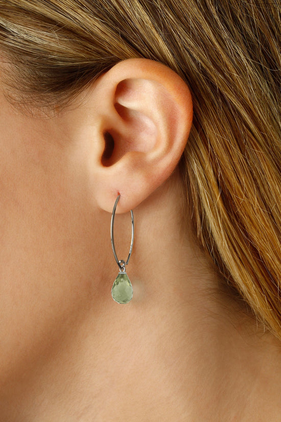 Sterling Silver Prasiolite Swoop Earrings