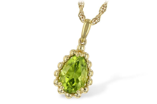 14k Gold Beaded Peridot Necklace