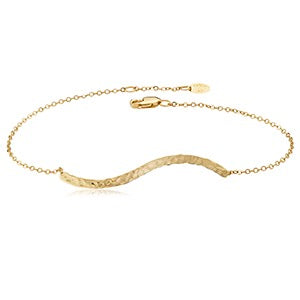 14K Gold Hammered Wave Bracelet