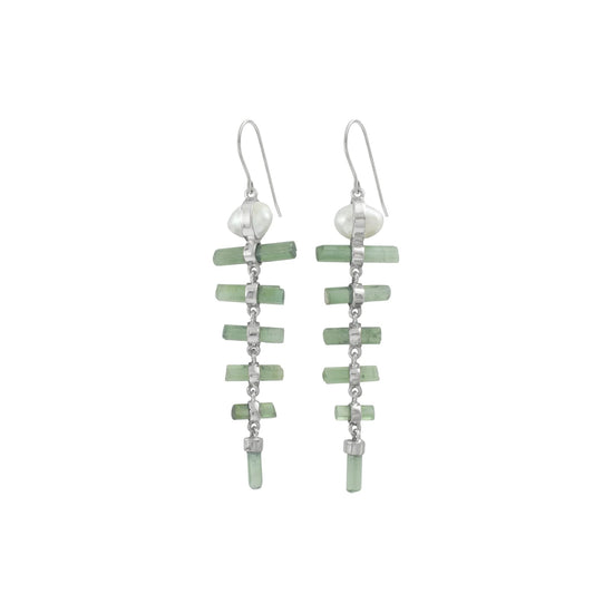 Whimsical Green Tourmaline and Pearl Drop Earrings