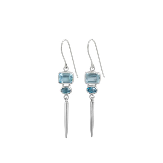 Monochromatic Blue Topaz Drop Earrings