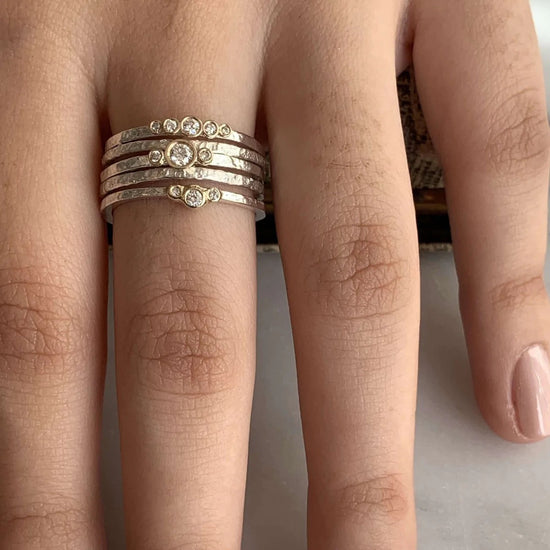 Two Tone Petite Diamond Stacker Ring