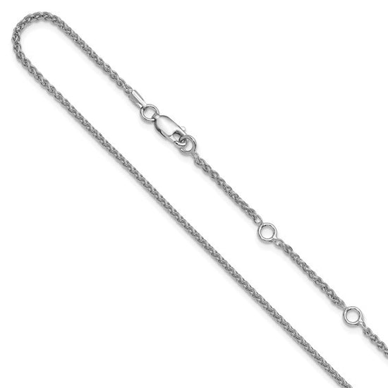 Sterling Silver 1.6 mm Adjustable Wheat Chain w/ Rhodium