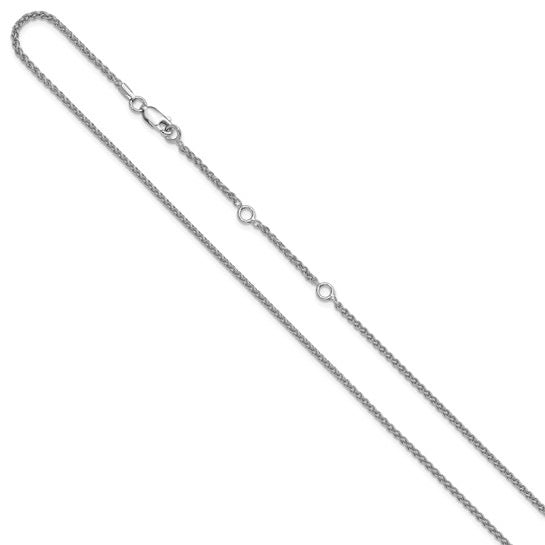 Sterling Silver 1.6 mm Adjustable Wheat Chain w/ Rhodium
