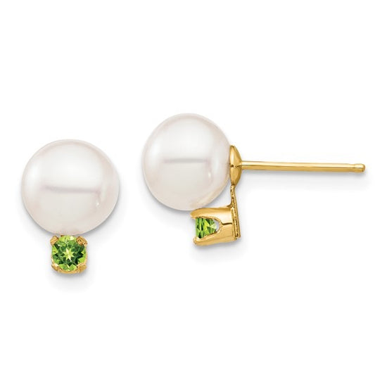 Pearl + Peridot Stud Earrings