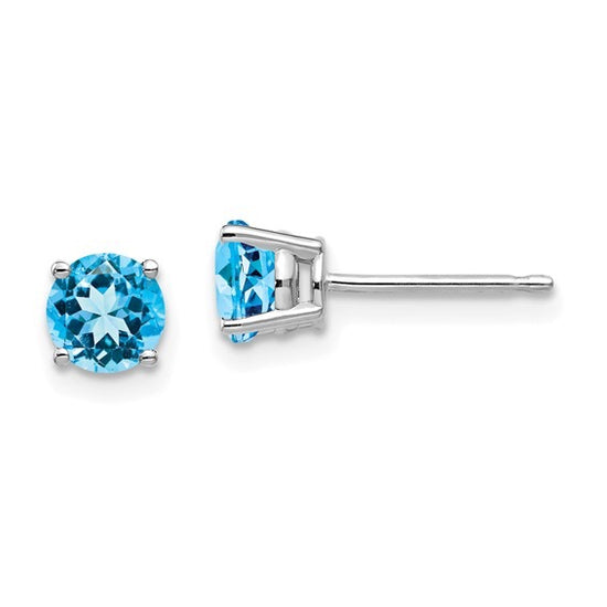 Sterling Silver 5mm Blue Topaz Stud Earrings