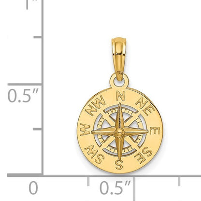 14K Gold Smooth Compass Rose Necklaces