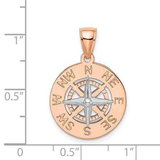14K Rose Gold Smooth Compass Rose Necklace