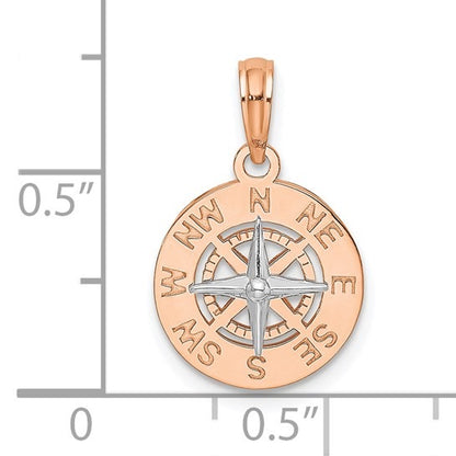 14k Rose Gold Smooth Compass Rose Necklace