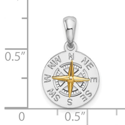 Two Tone Smooth Compass Rose Pendants