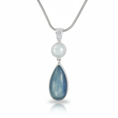 Kyanite + Pearl Necklace
